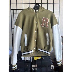 Green White Jaket Men Size Medium Long Sleeve